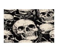 Dead Skull Skeleton Placemats Heat Resistant Washable Oxford Cloth Table Mats Set of 4 Home Kitchen Decoration, Easy to Clean