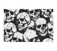 Dead Skulls on Black Placemats, Set of 6 Table Mats for Dining Tables, 12×18 Inches Anti-Skid Heat Resistant Kitchen Table Place Mats
