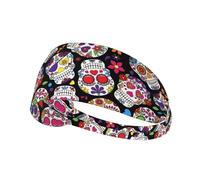 dead sugar Horror Skull Print Elastic Exercise Headband - Fashion Sports Head Wrap for Yoga, Running, Cycling, Gym, Tennis