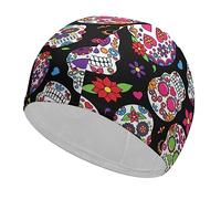 Dead Sugar Skull Funny Swim Cap for Adults Swimming Hat for Men Women Long And Short Hair