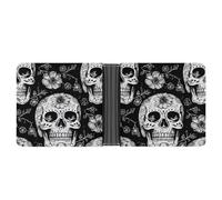 Dead Sugar Skull Printed Bifold Wallet with Hidden Compartments Pocket Money and Credit Card Holder for Men Women