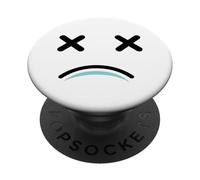 Dead Tired Face - Funny Cartoon White/Blue PopSockets Adhesive PopGrip