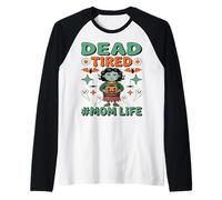 Dead Tired Mom Life Funny Zombie Mom Pumkin Halloween Outfit Raglan Baseball Tee