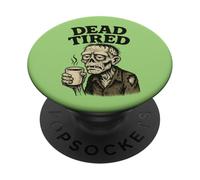 Dead Tired Zombie with Coffee Undead Morning Mood Halloween PopSockets Adhesive PopGrip