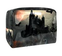 Dead Tree Abandoned Castle Flying Crows Cosmetic Bag for Women, Travel Toiletries Bags Large PVC Makeup Handy Pouch Organiser with Zipper