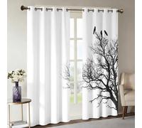 Dead Tree Curtains for Bedroom Home Decor, Birds Branch Bare Tree Blackout Curtains Living Room, Thermal Eyelet Window Drapes, 2 Panels 72 Drop, 66x72 (W x L) Q-D37