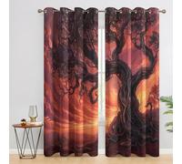 Dead Tree Curtains for Bedroom, Landscape Sunset Gothic Blackout Curtains for Living Room, 63 Drop Eyelet Window Treatments Home Decor 52 X 63 Inch (W X L), 2 Panels X&-17