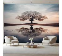 Dead Tree Kids Room Canvas Peel and Stick Wall Mural Reflection On The Lake Large Removable Self-Adhesive Wallpaper Decor for Nursery Boy Girl Bedroom 400x280 cm