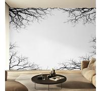 Dead Tree Wallpaper Black and White, Minimalist Branches Wall Paper for Bedrooms, Home Decor Photo Wallpaper for Living Room 250x175 Non-Woven Wall Mural W39