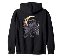 Dead Yet Raven Crow Bird Coffee Celestial True Crime Humor Zip Hoodie