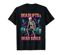 Deadlifts & Dead Souls Old School 90's Retro Skeleton Gym T-Shirt