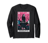 Deadlifts Tarot Reaper Gothic Gym Workout Graphic Long Sleeve T-Shirt