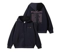 Deadline Cotton Hoodie 2025 World Tour Graphic Support Daily Unisex Zipper Sweatshirt for Fans(Black-C,M)