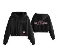 DEADLINE Cotton Hoodie 2025 World Tour READY TO JUMP Merch Zipper Sport Gift SweatShirt(B BLACK-Fleece,L)