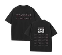 Deadline Cotton Tshirt 2025 World Tour Graphic Support Shirt for Fans(A-Black,M)