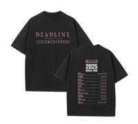 Deadline Cotton Tshirt 2025 World Tour Graphic Support Shirt for Fans(B-Black,M)