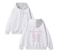 Deadline Hoodie 2025 World Tour Graphic Support High Street Unisex Zipper Cotton Sweatshirts(A-White,M)