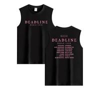 Deadline T-Shirt 2025 World Tour Graphic Printed High Street Cotton Sleeveless Shirt(Black,S)