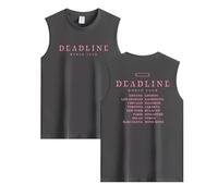 Deadline T-Shirt 2025 World Tour Graphic Printed High Street Cotton Sleeveless Shirt(Grey,L)