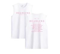 Deadline T-Shirt 2025 World Tour Graphic Printed High Street Cotton Sleeveless Shirt(White,S)