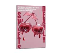 Deadly Cherries Wall Art, Cherry-themed Print, Mysterious Poster, Thrilling Canvas Picture Poster Decorative Painting Canvas Wall Posters And Art Picture Print Modern Family Bedroom Decor Posters 12x1
