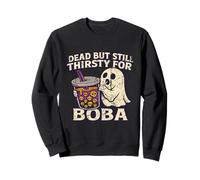 Deadly Cute Ghost Boba Drink Spooky Halloween Graphic Sweatshirt