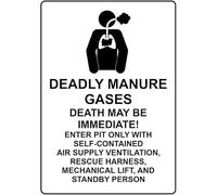 Deadly Manure Gases Death Gas Warning Metal Sign Tin Signs Aluminum for Outdoors Use Yard Farm Fence Home Wall Decor 8x12 inch