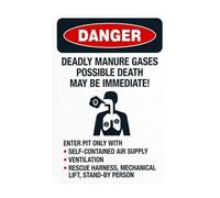 Deadly Manure Gases Possible Death May Be Immediate Enter Pit Only Metal Warning Sign for Indoor Outdoor Security, Business Office Home Garden Street Decor 20 x 30 cm