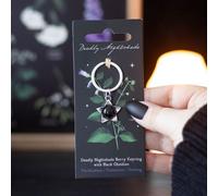 Deadly Nightshade & Black Obsidian Keyring - Gothic Accessory