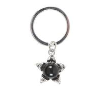 Deadly Nightshade Keyring with Black Obsidian - Gothic-Inspired Metal Keychain from Venom & Vines Collection - Mysterious, Nature-Inspired Design for Gothic Enthusiasts & Collectors