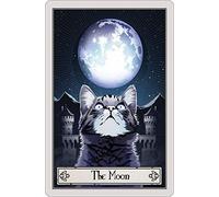 Deadly Tarot Felis - The Moon Small Tin Sign White 10 x 15cm