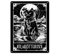 Deadly Tarot - Jólakötturinn The Yule Cat Mini Tin Sign