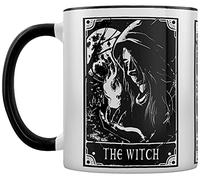 Deadly Tarot Witch, Cauldron & Familiar Inner 2-Tone Tea and Coffee Mug Black