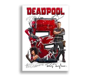 Deadpool 2 Cast Signed Autograph Poster Photo Print Framed Memorabilia Gift Movie Film 2018 Ryan Reynolds Josh Brolin (A4 poster only)