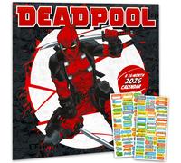Deadpool Calendar 2026 - Deluxe 2026 Marvel Comics Wade Wilson Wall Calendar Bundle with Over 100 Reminder Stickers (MCU Superhero Gifts Office Supp