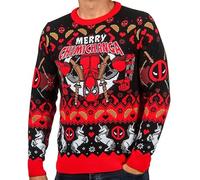 Deadpool Christmas Jumper (UK, Alpha, M, Regular, Regular) Red, Black