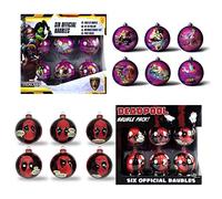 Deadpool & Guardians of The Galaxy Set of 2 6PC Christmas Tree Tin Baubles Decoration Pack - 7.5cm x 7.5cm - Featuring 6 Different Designs Per Pack.