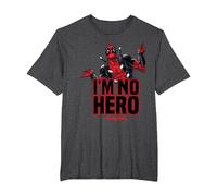 Deadpool I Am No Hero T-Shirt, Men's Big and Tall, Dark Heather Grey, 2X Tall