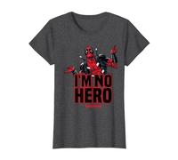 Deadpool I Am No Hero T-Shirt, Women, Dark Heather Grey, 3X-Large