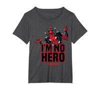 Deadpool I Am No Hero T-Shirt, Women's Plus, Dark Heather Grey, 2X