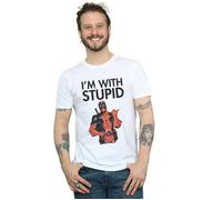 Marvel Mens Deadpool I´m With Stupid T-Shirt - White - White - XXL