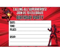 Deadpool Invitation Cards - 20 Fill-in Invites for Kids Birthday Bash and Theme Party, 10X15 cm, Postcard Style