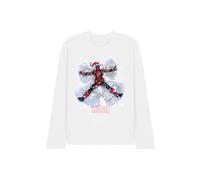 Deadpool Men's Marvel Christmas Snow Angel Long Sleeve T-Shirt, White | Size: Medium Deadpool White M
