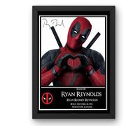 Deadpool/Ryan Reynolds Signed Autograph Print Poster Black Framed Mounted Wall Art (10x12) Actor Artwork for Home & Office Decor Gift