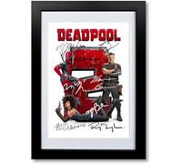 Deadpool & Wolverine cast signed autograph poster photo print framed memorabilia gift movie film 2024 Ryan Reynolds Hugh Jackman (A4 Black Framed & Mounted, Deadpool 2)