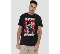 Deadpool & Wolverine Fight T-Shirt Deadpool Black XXL