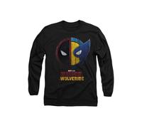 DEADPOOL & WOLVERINE WORN CREST Long Sleeve T-Shirt, Black Marvel Black XXL