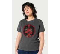 Deadpool Women's Blood Splatter Arms Folded Relaxed Fit Marvel T-Shirt in Charcoal | Size: Large Deadpool Charcoal L