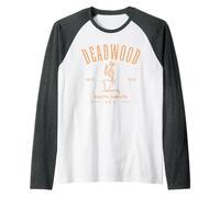 Deadwood South Dakota USA Distressed Skeleton Design Raglan Baseball Tee
