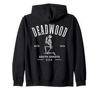 Deadwood South Dakota USA Skeleton Design Zip Hoodie